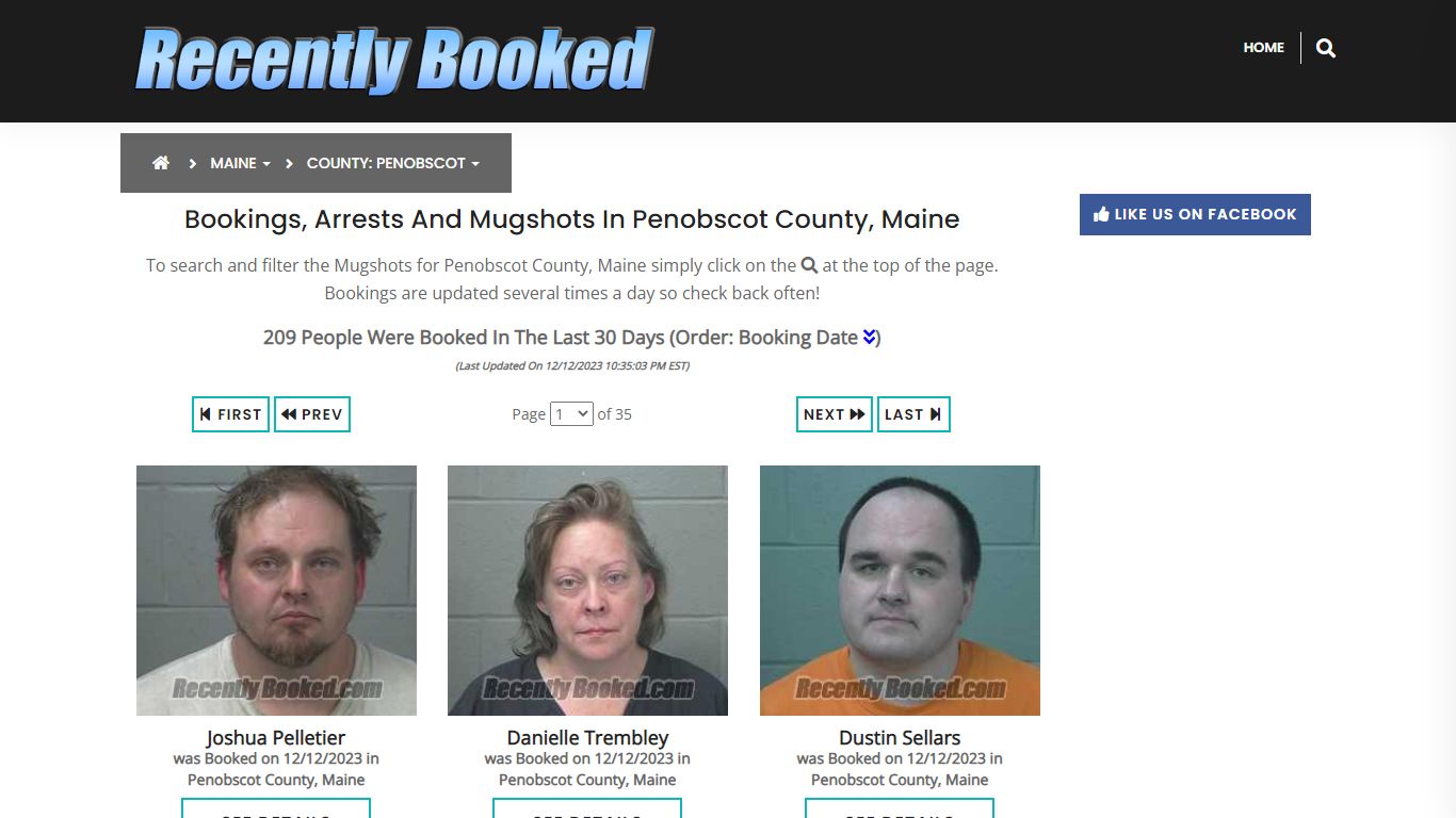 Bookings, Arrests and Mugshots in Penobscot County, Maine